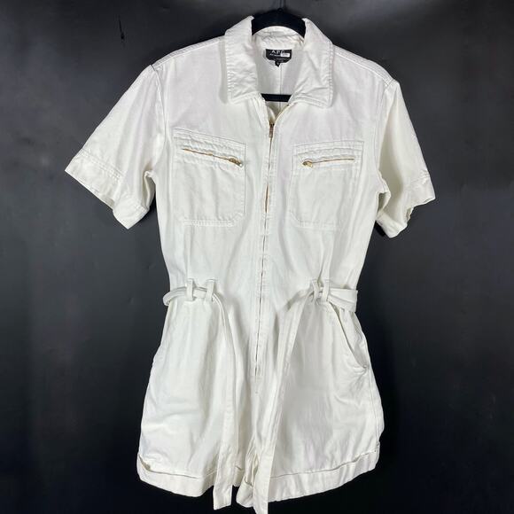 APC Combinaison Hills Romper Denim Off-White Zip Short Sleeve Sz 40 / 4 US - Picture 6 of 11